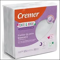 Cremer Fralda Pinte E Borde Lisa Com 15 Peças 0 70Cm X 0 70 Cm Branco