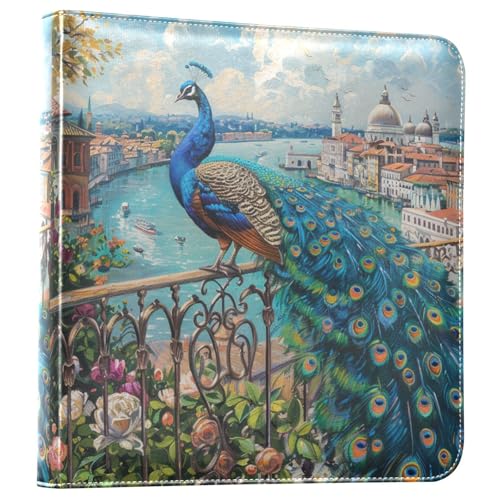 Álbum de fotos ALAZA con diseño de flores y vistas de Italia, cubierta de cuero PU, encuadernación con tres anillos, para bodas, viajes y recuerdos familiares miniatura 1