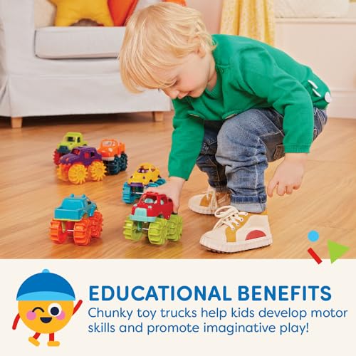 Image of Battat Mini Monster Trucks, 6 Toy Trucks with Storage Bag, Vehicles