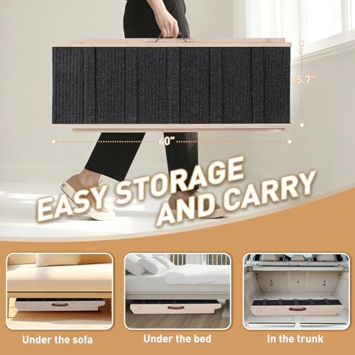 Dog Ramp for Bed - Foldable Small to Large Dog Ramp for Couch - 6 Adjustable Height from 12" to 24" - Stairs with High Traction Mat - Wooden Portable Ramp for Dogs to Get on Bed Couch Car Up to 200LBS - Image 5