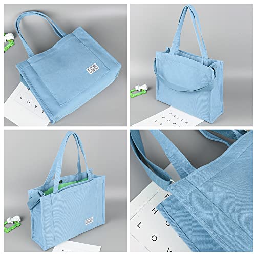 Image of Valleycomfy Corduroy Tote Bag for Women Travel Crossbody Bag Purse Women Shoulder Bags Work Handbags Everyday Hobo Bag