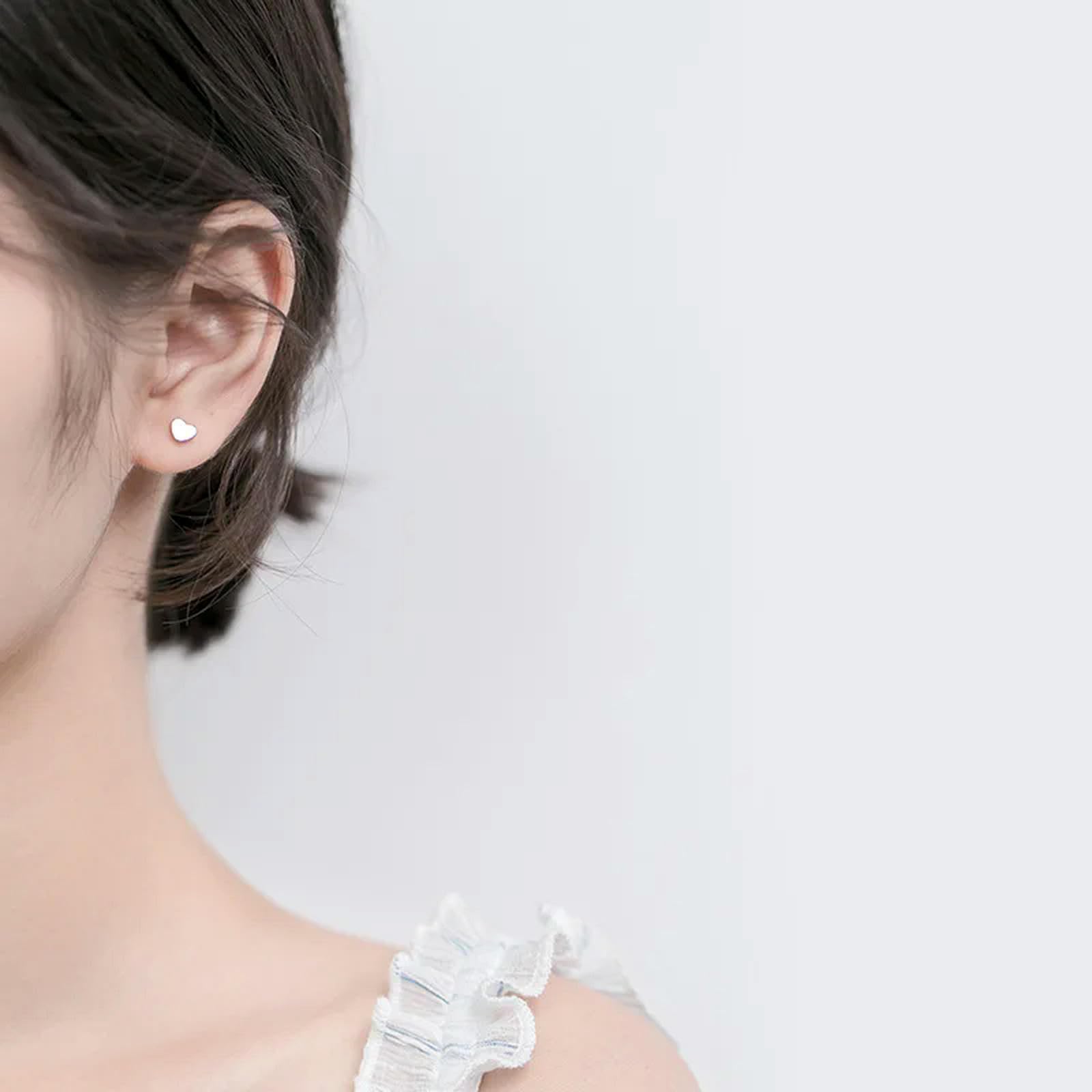 ISCBAFYX 925 Sterling Silber Herz Schraub Ohrstecker für Frauen Mädchen minimalistischen Schmuck