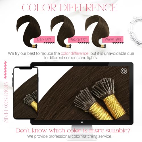 Image of Moresoo Itip Human Hair Extensions, Medium Brown, 24 Inch | 40g 50 strands, remy itip extensions, dramatic length, long straight texture, photoshoots, special events