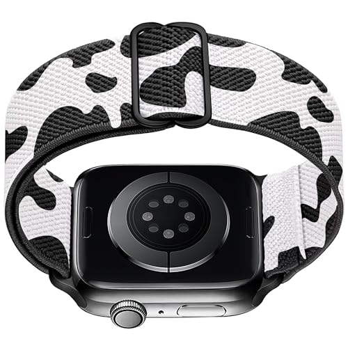 MITERV Stretchy Nylon Loop Bands Compatible with Apple Watch 38mm 40mm 41mm 42mm 44mm 49mm Adjustable Soft Elastics Strap Compatible with Apple Watch SE Ultra iWatch Series 8/7/6/5/4/3/2/1 (Cow, for by MITERV - Image 7