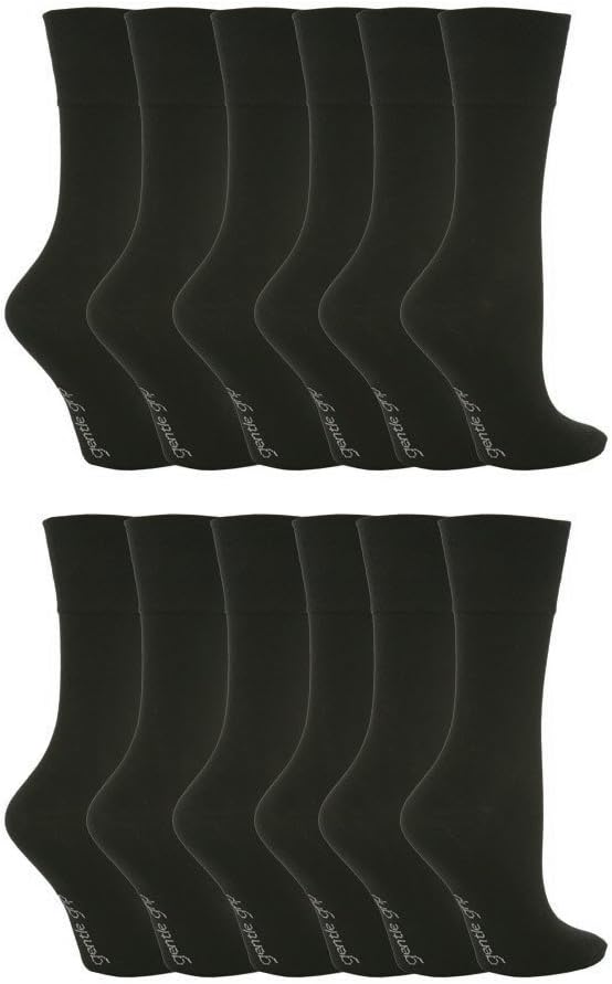 Women's 12 Pairs Sockshop Cotton Gentle Grip Socks