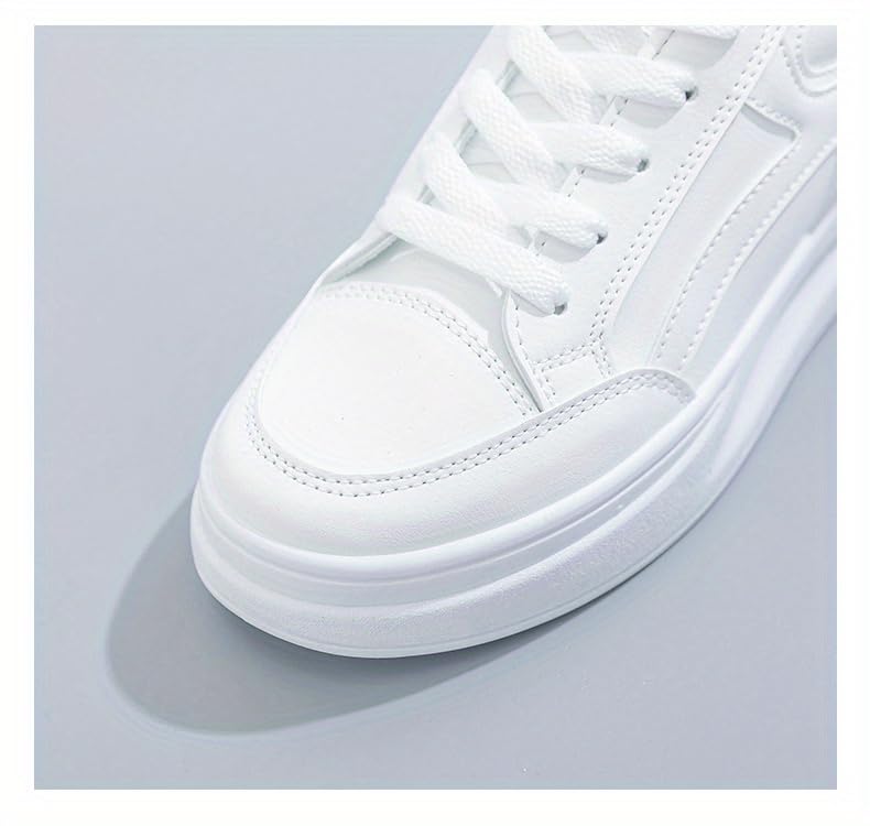Women's Plus Size Classic White Casual Sneakers: Stylish, Breathable, Ideal for Outdoor Walking2