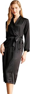 THXSILK Silk Robes for Women, Long Kimono Robes Bridesmaid Brides Wedding Party, Pure Silk Bath Robe