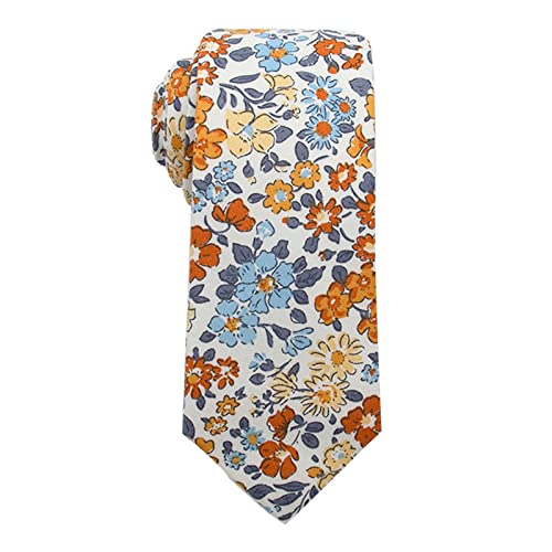Image of Mantieqingway Floral Ties for Men Skinny Cotton Tie Flower Necktie