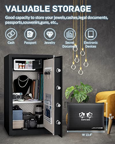 Extra Large Safe Box with Big Fireproof Waterproof Document Bag,6.05 Cubic Feet Home Safe Lock Box,33.5in Security Vault with Electronic Keypad Digital Lock,for Home Office Hotel,83.5lbs