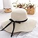 Sombrero de Paja para niñas de ala Ancha Plegable Simple, Sombrero de Playa para Mujer, Sombrero de Verano con protección UV, Gorra de Viaje para Mujer -beige-55-58cm