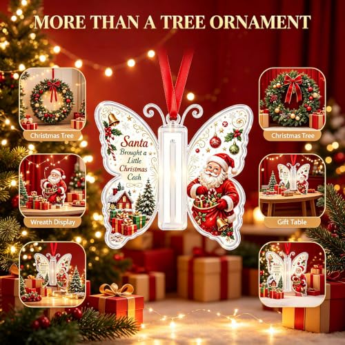 Christmas Cash Gift Ornament - Butterfly Money Holder with Acrylic，C - image 3