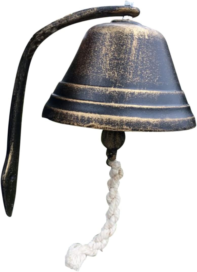 Operitacx Retro Style Cast Iron Doorbell Small Bronze Decorative Bell for Indoor Outdoor Use for Coffee Shops Schools and Homes Loud Sound with Hanging Rope