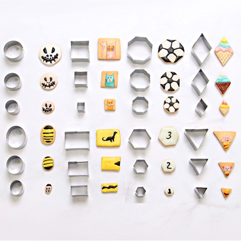 30 Pezzi Mini Formine Biscotti Forme geometriche in acciaio inossidabile Set di Stampi Biscotti per Decorazioni di Dolci di Pasticceria