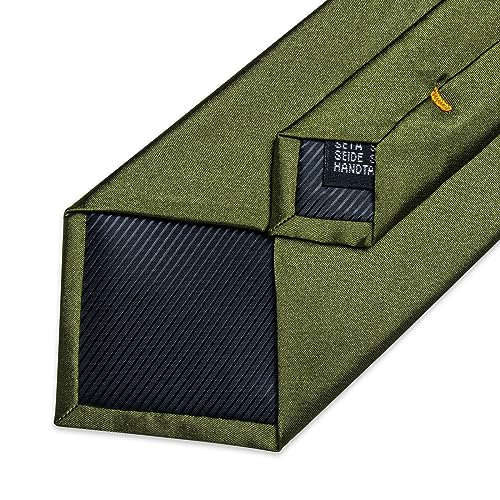 Image of DiBanGu Mens Solid Color Tie and Pocket Square Set Woven Silk Plain Necktie & Handkerchief for Men Wedding Party Formal