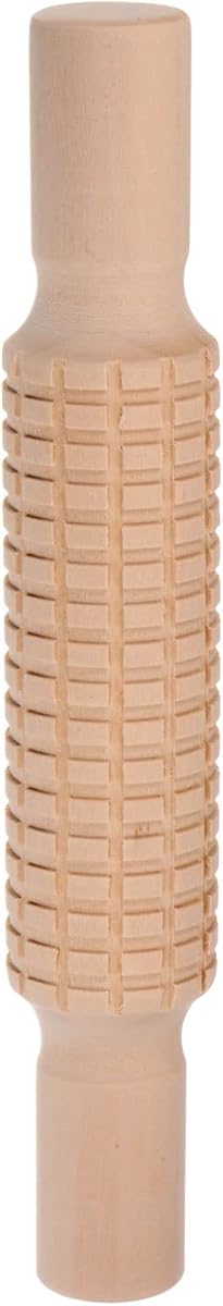 HARFINGTON Wood Clay Roller 8" Rectangle Pattern Mini Wooden Rolling Pins