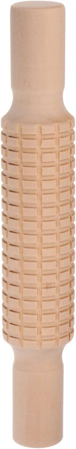 HARFINGTON Wood Clay Roller 8 Inch Rectangle Pattern Modeling Solid Wood Non-Stick Clay Hand Rollers Embossed Mini Wooden Rolling Pins for Crafts Baking Playdough Clay DIY