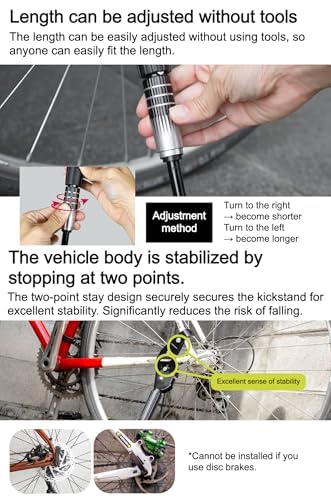 GORIX béquille de vélo béquille latérale Route VTT vélo réglable 26-29 Pouces 700c (GX-ST978)