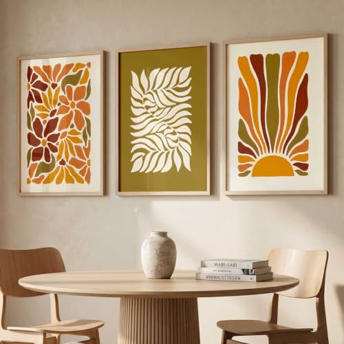 Image of kotart Boho Painting Wall Art Home Decoration Paintings With Frame For Living Room Bed Room Hotel Wall Decor Digital Reprint Set of 3 (13X17 inch)