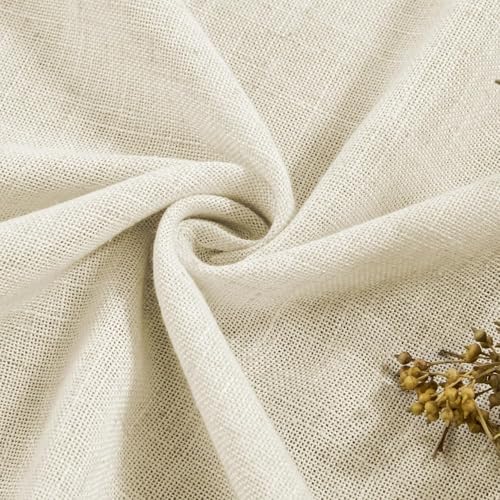 CUCRAF Linen Curtains Eyelet Sheer Net Voile 2 Panels 55" Width x 90" Drop Natural - Image 6