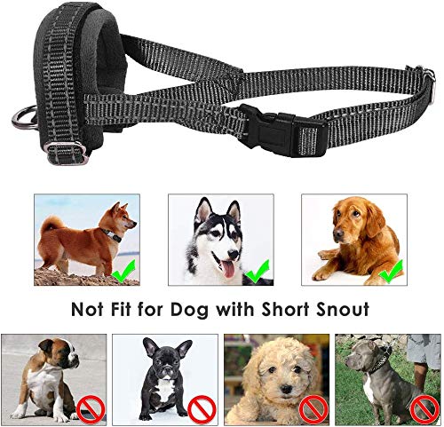 SlowTon Soft Dog Muzzle, Adjustable Padded Nylon Muzzle for Large Medium Dogs Anti Chewing Barking Biting, Allow Dog Pant & Drink (Black, S)