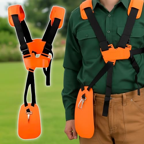Cinto Colete Dupla Alça Para Roçadeira A Combustão Nylon Laranja Jardinagem