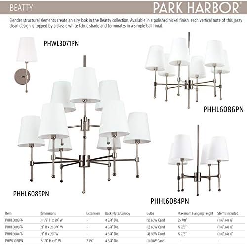 Miniatura 4 de Parque Harbor phhl6084Beatty 20" Amplio 4luz Empire StyleLámpara de araña Tapere,, 60.0watts