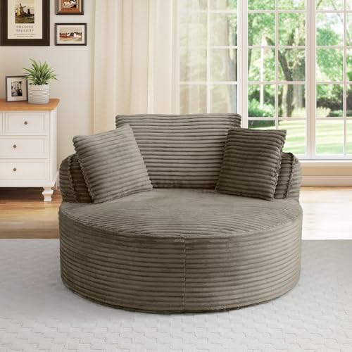 Sillón Redondo Plegable Tela Corduroy Camel miniatura 5