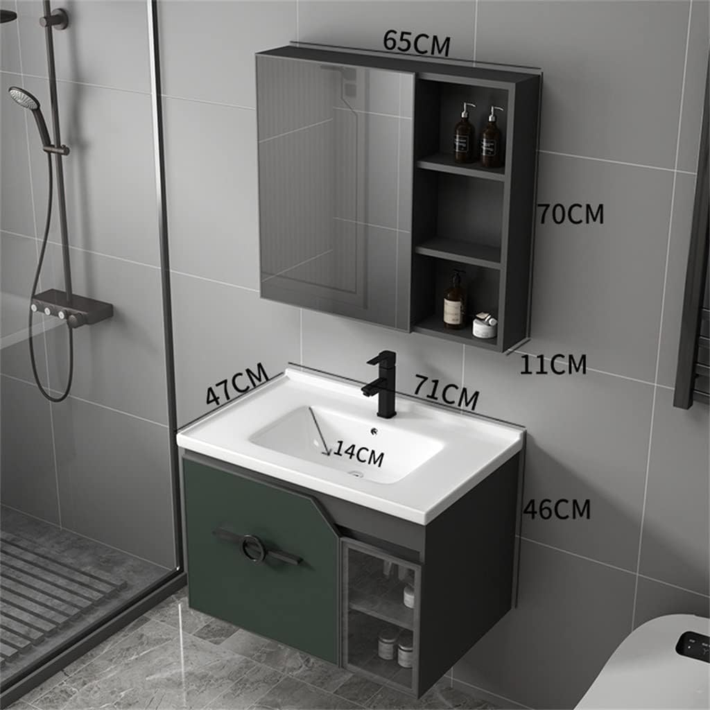 Bathroom Cabinet Aluminum Alloy Slate with Cabinet Combination Face Sink Bathroom Furniture (Color : D, Size : 80cm) (D 70cm)