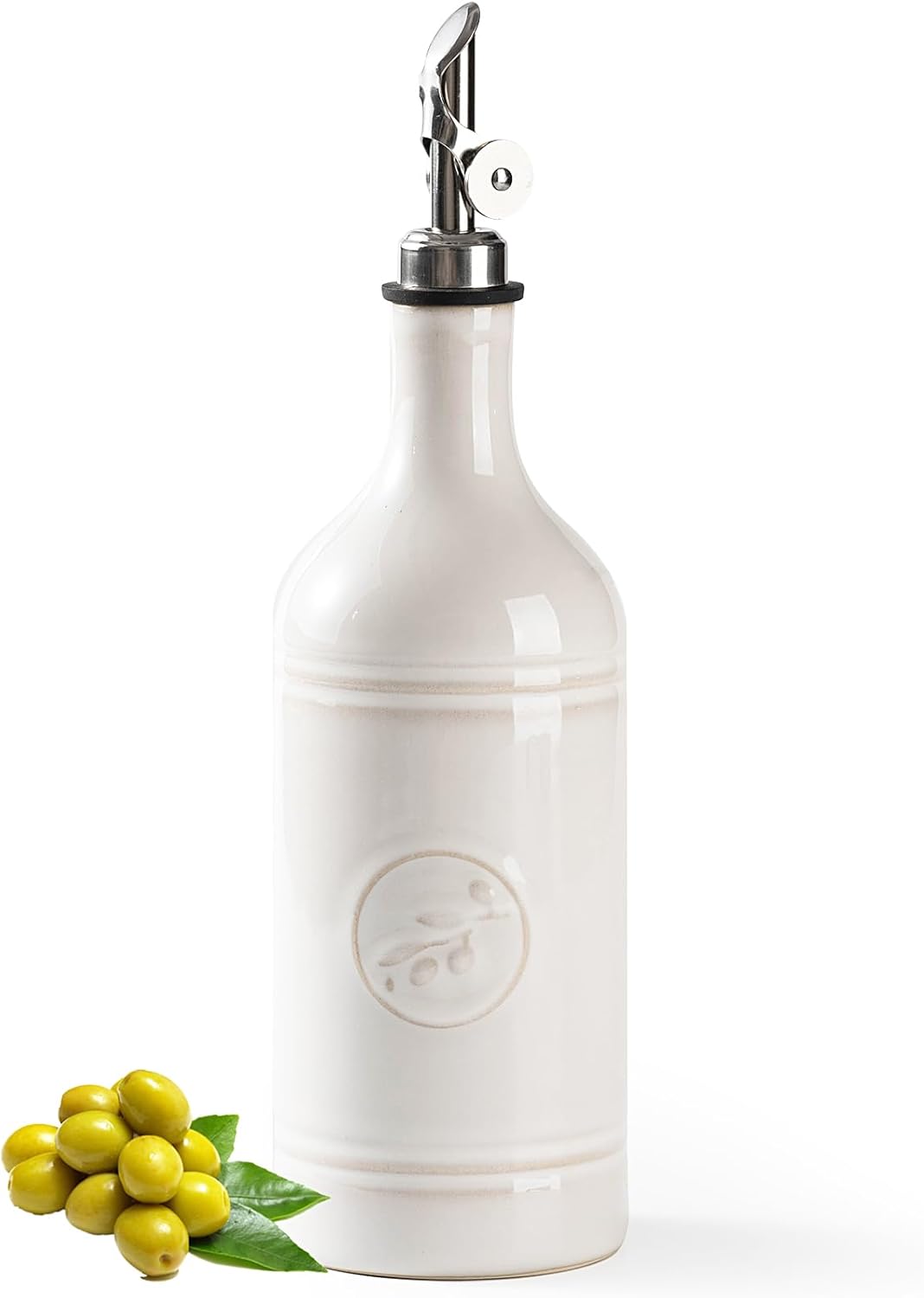18 oz Ceramic Olive Oil Bottle Dispenser for Kitchen, Large Capacity Oli and Vinegar Cruet with Stainless Steel Spout, Oil Container, Pack of 1, Dark Blue 18 oz Ceramic Olive Oil Bottle Dispenser for Kitchen, Large Capacity Oli and Vinegar Cruet with Stainless Steel Spout, Oil Container, Pack of 1, Dark Blue