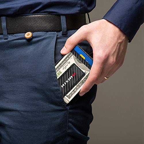 Nissan NISMO Black Carbon Fiber Leather Wallet RFID Block Card Case Money Holder, 4-3/8" x 2-3/4"3