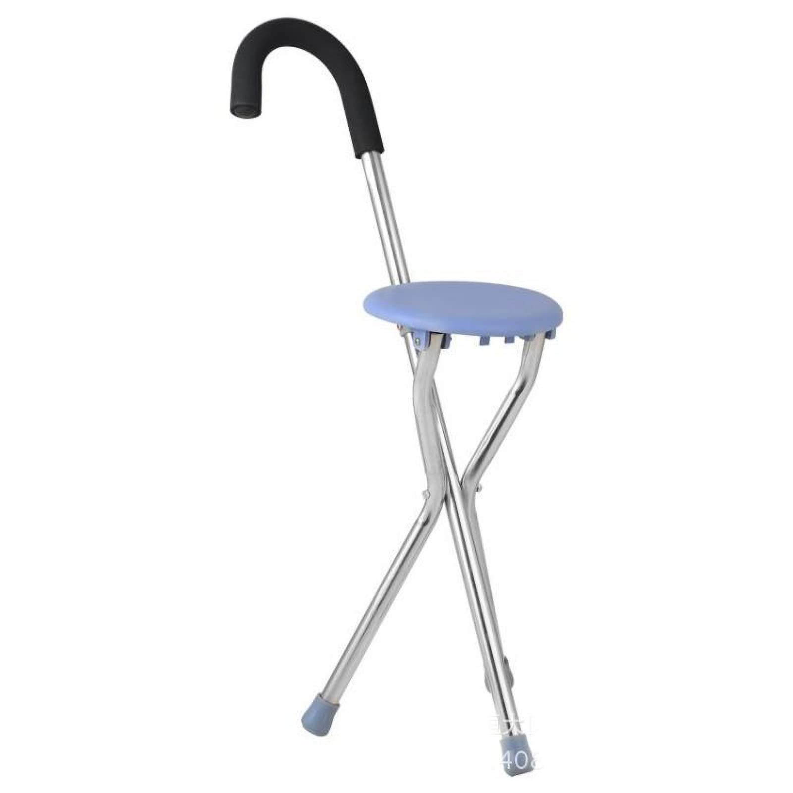 Bastones para Mayores, Baston Silla Plegable con Agarre Cómod, Acero Inoxidable Engrosados 3 Patas, Conteras Antideslizantes, Azul