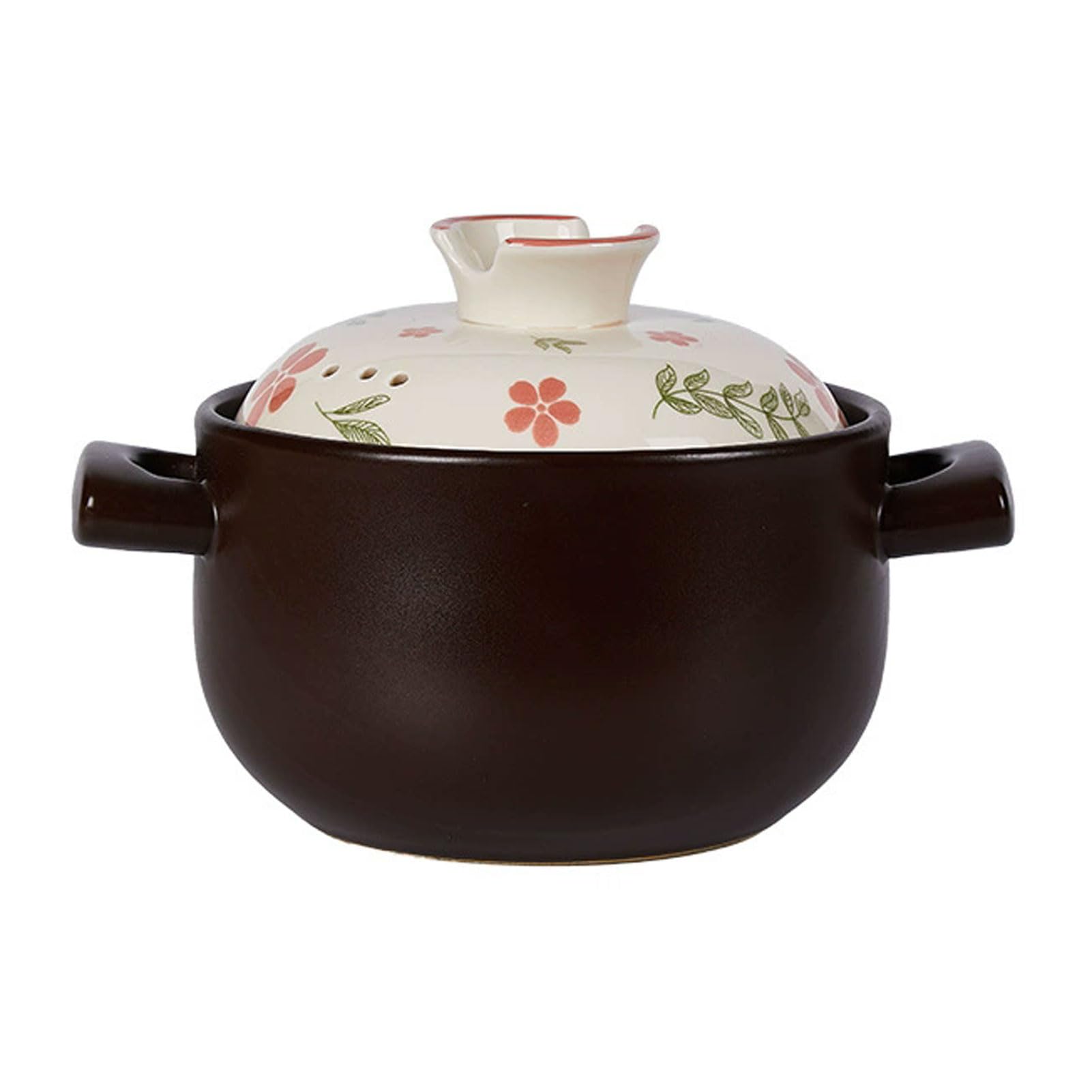 Ceramiczny garnek do zapiekania, gliniany garnek do gotowania zupy z pokrywką, czarny ceramiczny garnek do zupy na otwartym ogniu, garnek do gotowania w kuchni domowej (2.2L)