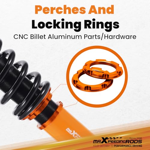 2001-2007 Mini Cooper maXpeedingrods Coilovers -R50 R52 R53 FWD-24 Levels Damping Adjustable Coilovers Suspension Kit-Height Adjustable Shock Absorber Struts, Lowering Kit Gold - Image 4