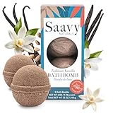 Saavy Naturals Bath Bombs – Relaxing Foaming Fizz Bubbles, Organic Bath Bombs for Women and Kids with Jojoba Oil - Gentle for Sensitive Skin - Made in USA - Tahitian Vanilla (1 Pack) - 12 oz