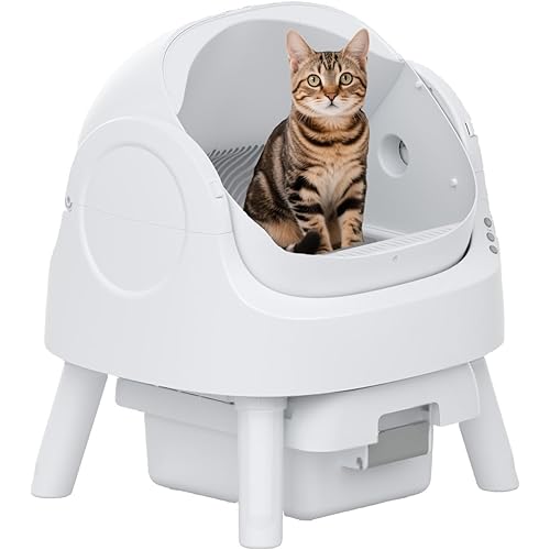 Self Cleaning Litter Box, Large Capacity Automatic Cat Litter Box for Multiple Cats, White