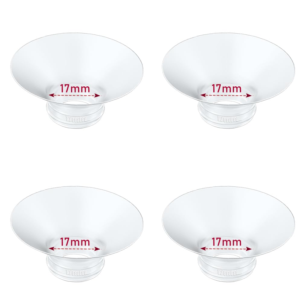 - Flange Insert 4PCS 17mm Compatible with Momcozy M9/M6/M5/S12 Pro/V1 Pro/V2 pro, Spectra/Medela/Elvie/NCVI/TSRETE/eufy/Lansinoh/Paruu/MomMed Breast Pump 24mm Shields/Flanges (4pcs-17mm)