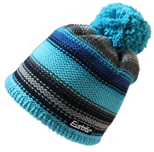Preisvergleich Produktbild Eisbär Mütze - Caja Pompon Kids 55cm (blau / blau / beige gestreift)