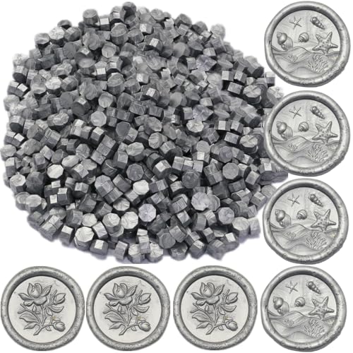 Wax Seal Beads Set - 400Pcs Octagon Sealing Beads for Stamp, Gift Wrapping, Letter Sealing (Silver)