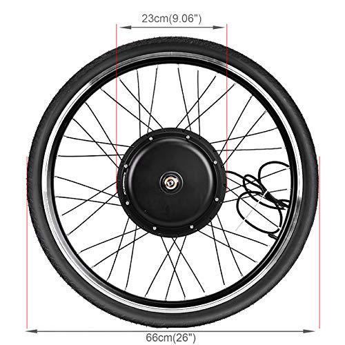 Fineshine 26" Front/Rear Wheel Electric Bicycle Wheel Kit 48V 1000W E-Bike Conversion Kit, Cycling Hub Motor with Intelligent Controller and PAS System for Road Bike (Front Wheel)