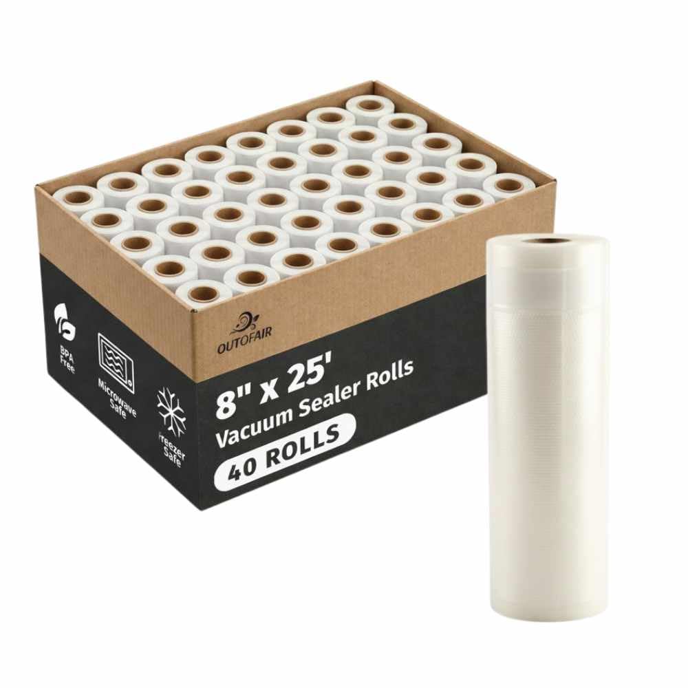 OutOfAir BULK - Rollos selladores al vacío de 8" x 25' - Estuche - 40 rollos