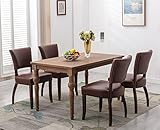 ZSARTS Brown Dining Chairs Set of 4, Faux Leather Dining Room Chairs with Nailhead Upholstered Wingb