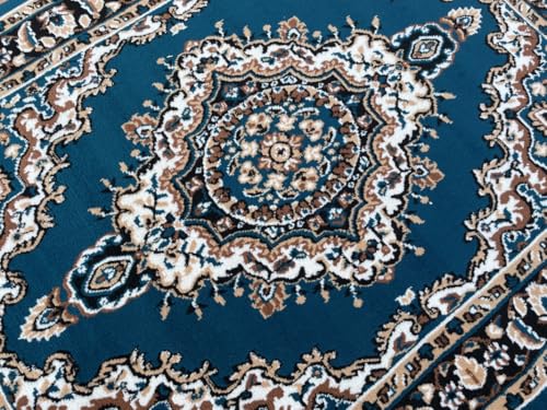 Image of TTC THREAD & TEXTURE CARPET Traditional Comfort: Power-Loomed Carpets for Living Room- Every Space Area Rug Color Blue Size 6x8 Feet (180x235cm)