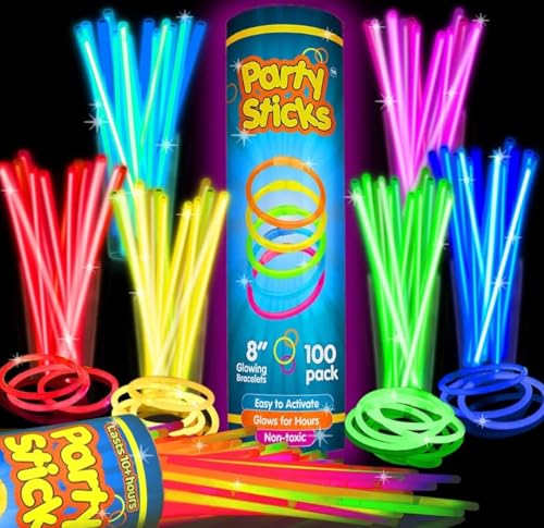 Image of VRB Dec 50 Pcs Glow Stick With Connector | Neon Bands For Party | Glow Bands For A Party | Glow In The Dark Sticks