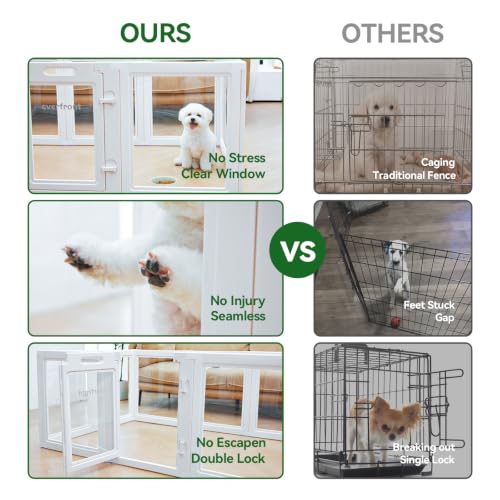 Image of EVERFRONT Clear Acrylic Dog Playpen - Clear Dog Play Pen - Easy Assemble Acrylic Dog Playpen - Puppy Playpen, Cat Playpen, Small Animal Playpen, Dog Play Pen Indoors(30 inch, 12-Pack 2-Room)