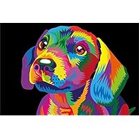 Elftoyer Paint by Numbers for Kids & Adults & Beginner, DIY Canvas Painting Gift Kits for Home Decoration - Colorful Dog 16 x 20 inch (Without Framed)
