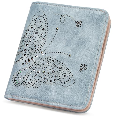 Small RFID Wallet Women Ultra Thin Slim Womens Wallet Mini Compact Bifold Pocket Ladies Wallets for Women BLUE