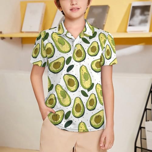 Boys' Classic Polo Shirts Short Sleeve Moisture-Wicking Golf & Tennis Shirts for Youth Teens Cute Avocado Cartoon2