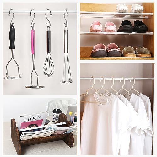 Image of 5 Pack Tension Rod 16 to 28 Inch, Goowin Small Tension Rod, 5 /8 inch Diameter No Drilling Expandable Short Tension Rods Spring Rods, Tension Rods for Closet, Cupboard, Hanging Clothes, White