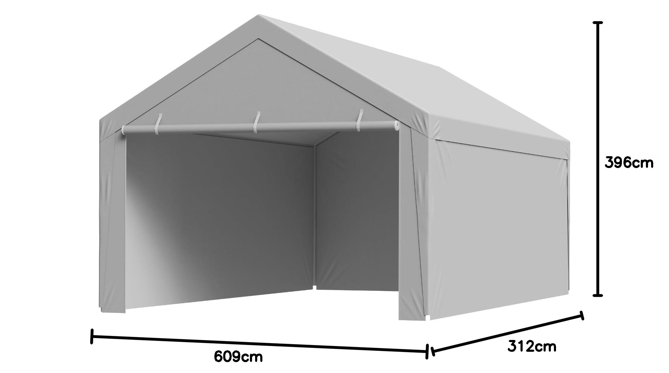 VEVOR Zapasowy baldachim do wiaty, 4 x 6 m, plandeka do namiotu garażowego z ściankami bocznymi, odporna na promieniowanie UV i wodoodporna, wytrzymała plandeka na schronienie samochodowe z brodzikami