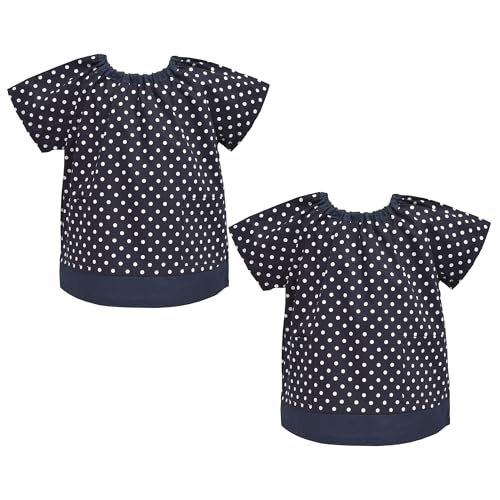 COLORFUL CANDY STYLE 半袖スモック(120-130cm) ポルカドット・紺 2枚セット 女の子 かわいい 子供用 半袖 スモック 幼稚園 エプロン 小学生 用 子供 書道 美術 おしゃれ N1322622